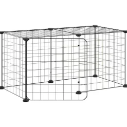 vidaXL Huisdierenkooi met deur 8 panelen 35x35 cm staal zwart