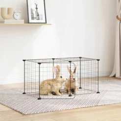 vidaXL Huisdierenkooi met deur 8 panelen 35x35 cm staal zwart