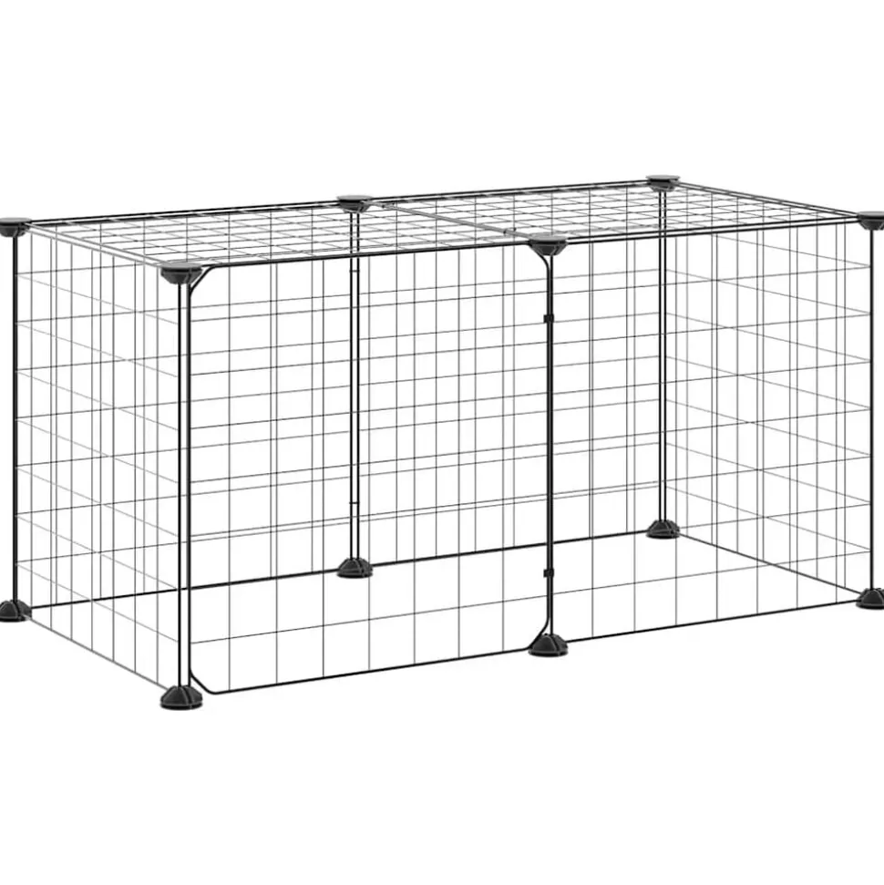 vidaXL Huisdierenkooi met deur 8 panelen 35x35 cm staal zwart