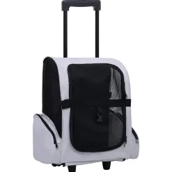 vidaXL Huisdierentrolley inklapbaar grijs