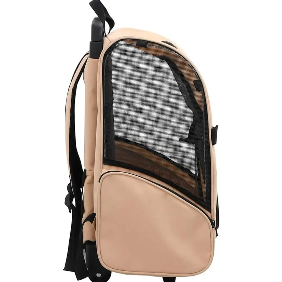 vidaXL Huisdierentrolley inklapbaar beige