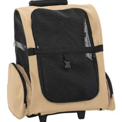 vidaXL Huisdierentrolley 3-in-1 48x32x(57-106) cm oxford stof zandkleurig