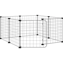 vidaXL Huisdierkooi met 8 panelen en deur, zwart 35x35 cm staal