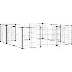 vidaXL Huisdierkooi met 12 panelen en deur, zwart 35x35 cm staal