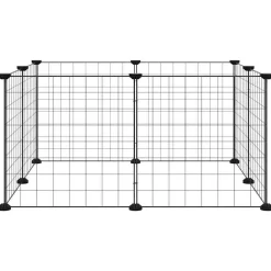 vidaXL Huisdierkooi met 8 panelen, zwart, 35x35 cm, staal