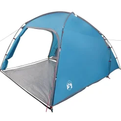 vidaXL Huisje Tent met dak met opslag Blauw 370 x 230 x 185 cm taft