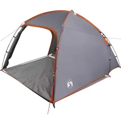 vidaXL Huisje Tent met dak Grijs en Oranje 370 x 230 x 185 cm taft