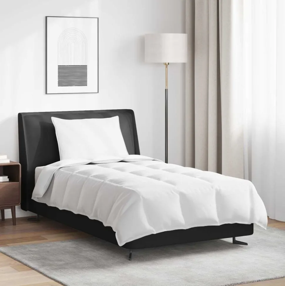 vidaXL 2-in-1 Dekbed met kussen 2 pcs Wit Donsveertjes