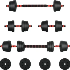 vidaXL 2-in-1 Halter Set 30kg Zwart en Rood Cement en ijzeren zand