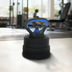 vidaXL 4-in-1 Halter-Barbell Kettlebell Set 20kg 20kg Zwart en Blauw