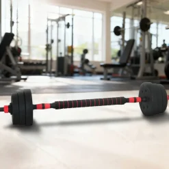 vidaXL 2-in-1 Halter-Barbell Set 20kg 20kg Zwart en Rood