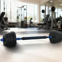 vidaXL 2-in-1 Halter-Barbell Set 30kg 30kg Zwart en Blauw