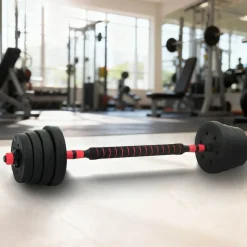 vidaXL 2-in-1 Halter-Barbell Set 30kg 30kg Zwart en Rood