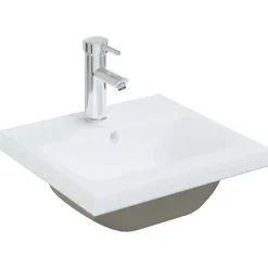 vidaXL Inbouwwastafel met kraan 42x39x18 cm keramiek wit