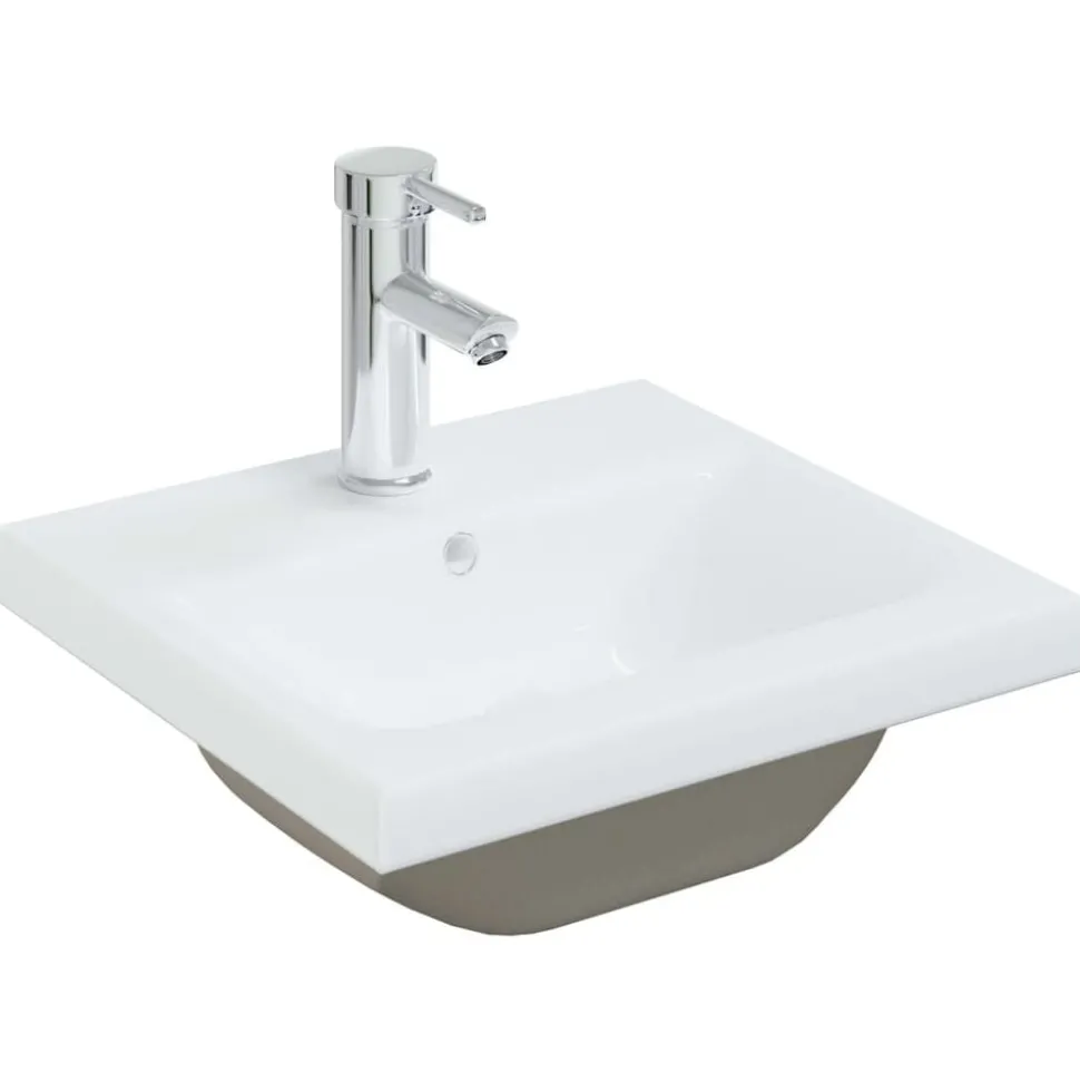 vidaXL Inbouwwastafel met kraan 42x39x18 cm keramiek wit