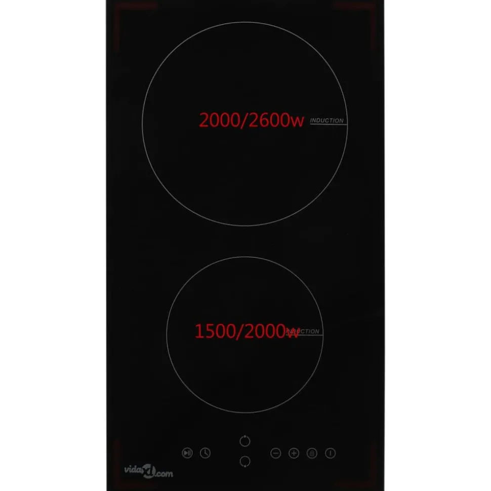 vidaXL Inductiekookplaat met 2 kookzones aanraakbediening 3500 W glas
