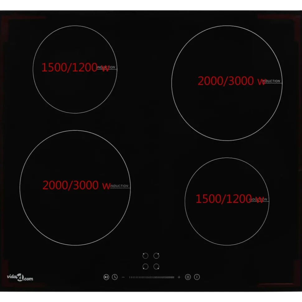 vidaXL Inductiekookplaat met 4 kookzones aanraakbediening 7000 W glas