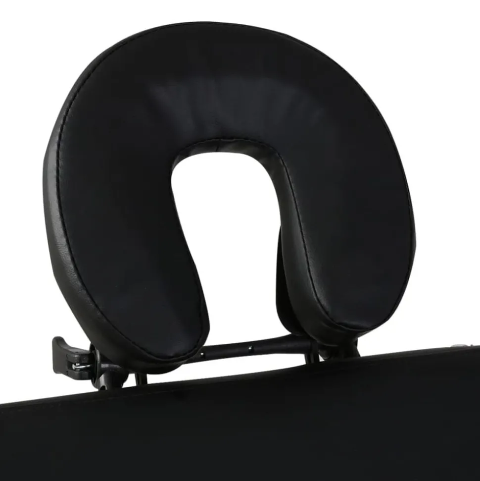 vidaXL Inklapbare massagetafel 3 zones met houten frame (zwart)
