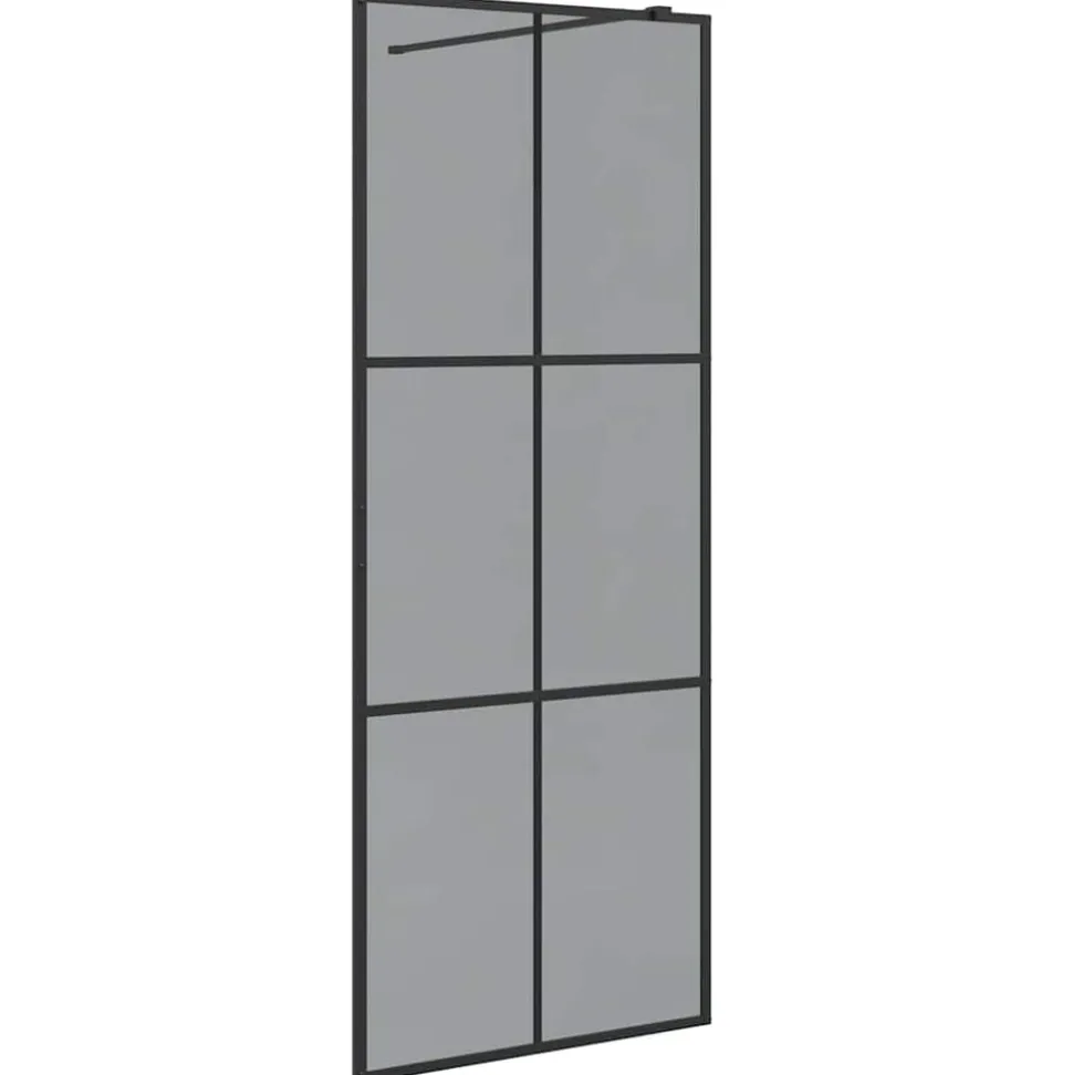 vidaXL Inloop Douche Wand Zwart 80 x 195 cm gehard glas
