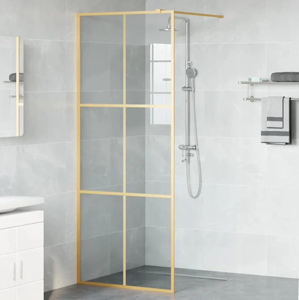 vidaXL Inloop Douche Wand Goud 80 x 195 cm gehard glas