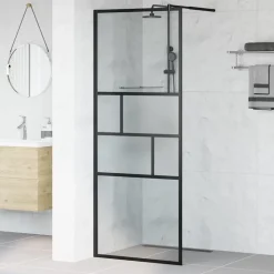 vidaXL Inloop Douche Wand Zwart 80 x 195 x 0.5 cm Glas en Aluminium
