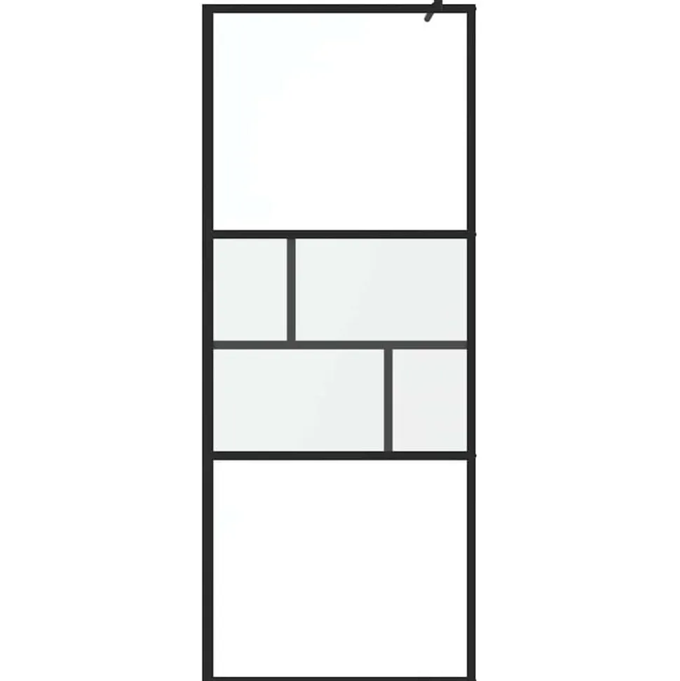 vidaXL Inloop Douche Wand Zwart 80 x 195 x 0.5 cm Glas en Aluminium