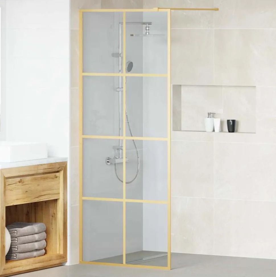 vidaXL Inloop Douche Wand Goud 80 x 195 cm gehard glas