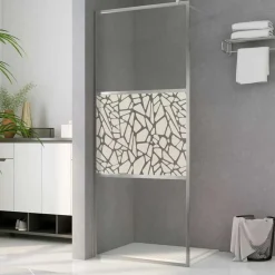 vidaXL Inloopdouchewand met stenenmotief 80x195 cm ESG-glas