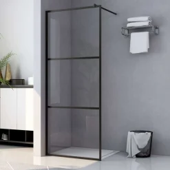 vidaXL Inloopdouchewand transparant 80x195 cm ESG-glas zwart