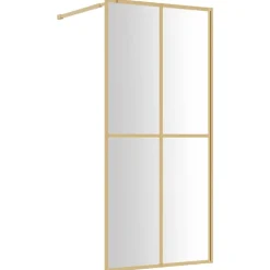 vidaXL Inloopdouchewand transparant 80x195 cm ESG-glas goudkleurig