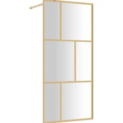 vidaXL Inloopdouchewand transparant 80x195 cm ESG-glas goudkleurig