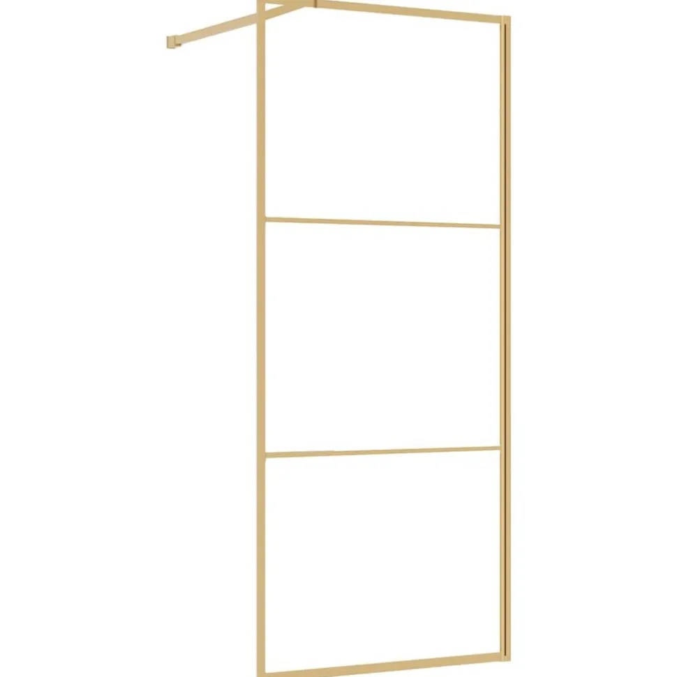 vidaXL Inloopdouchewand transparant 80x195 cm ESG-glas goudkleurig