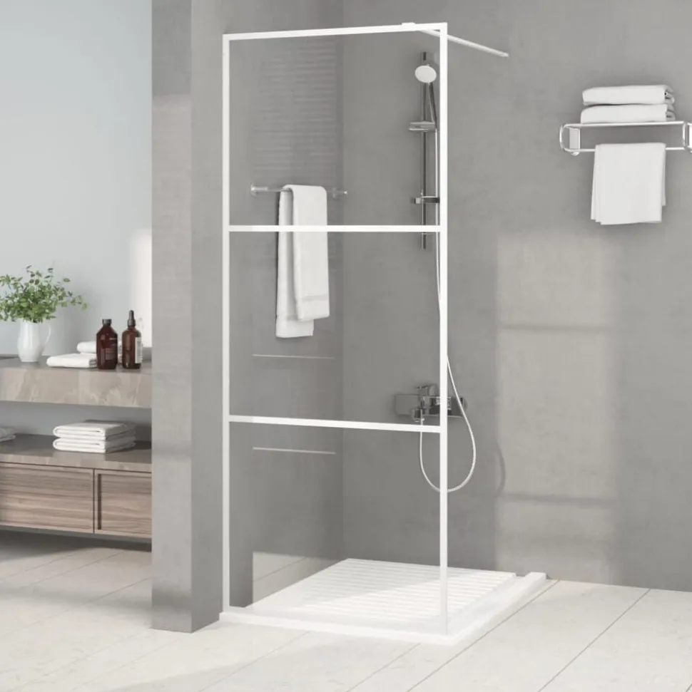 vidaXL Inloopdouchewand 80x195 cm transparant ESG-glas wit