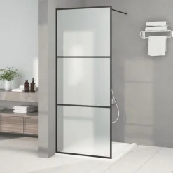 vidaXL Inloopdouchewand 80x195 cm mat ESG-glas zwart