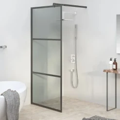 vidaXL Inloopdouchewand 80x195 cm donker ESG-glas zwart