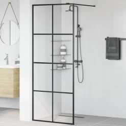 vidaXL Inloopdouchewand 80x195 cm ESG-glas transparant en zwart