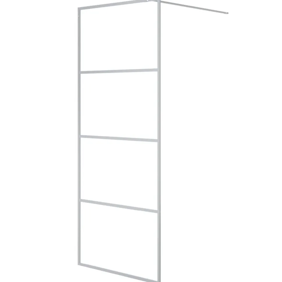 vidaXL Inloopdouchewand 80x195 cm transparant ESG-glas zilverkleurig