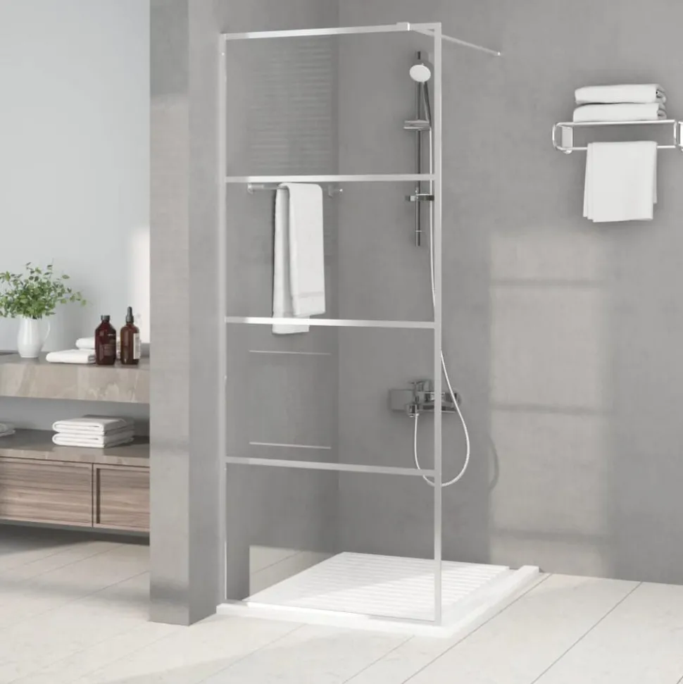 vidaXL Inloopdouchewand 80x195 cm transparant ESG-glas zilverkleurig