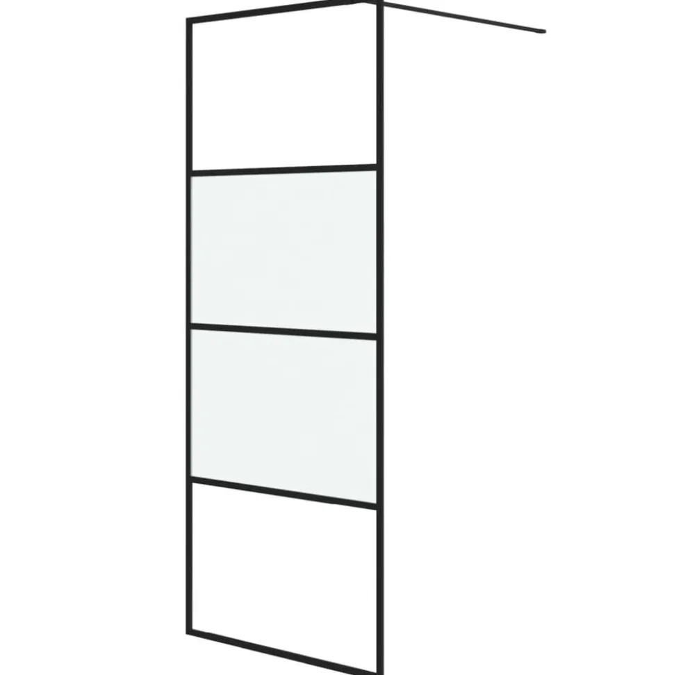 vidaXL Inloopdouchewand 80x195 cm halfmat ESG-glas zwart