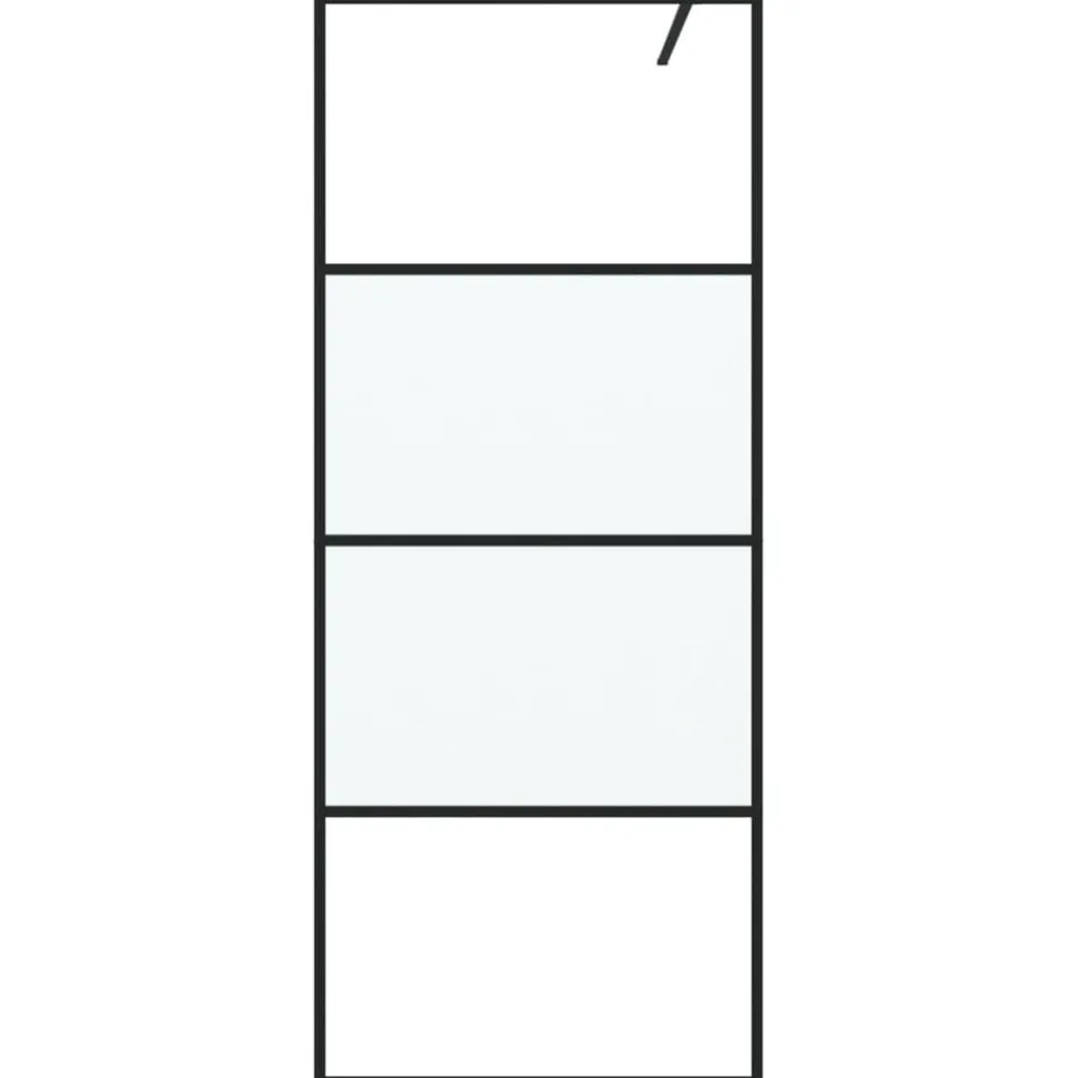 vidaXL Inloopdouchewand 80x195 cm halfmat ESG-glas zwart