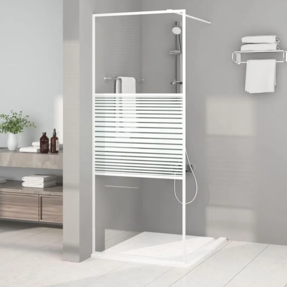 vidaXL Inloopdouchewand 80x195 cm transparant ESG-glas wit