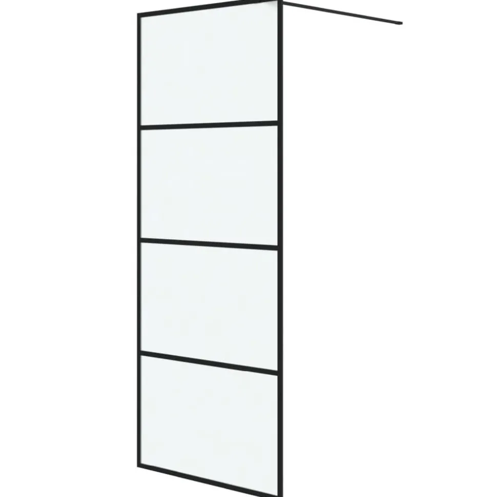 vidaXL Inloopdouchewand 80x195 cm mat ESG-glas zwart