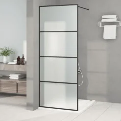vidaXL Inloopdouchewand 80x195 cm mat ESG-glas zwart