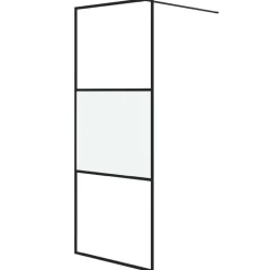 vidaXL Inloopdouchewand 80x195 cm halfmat ESG-glas zwart