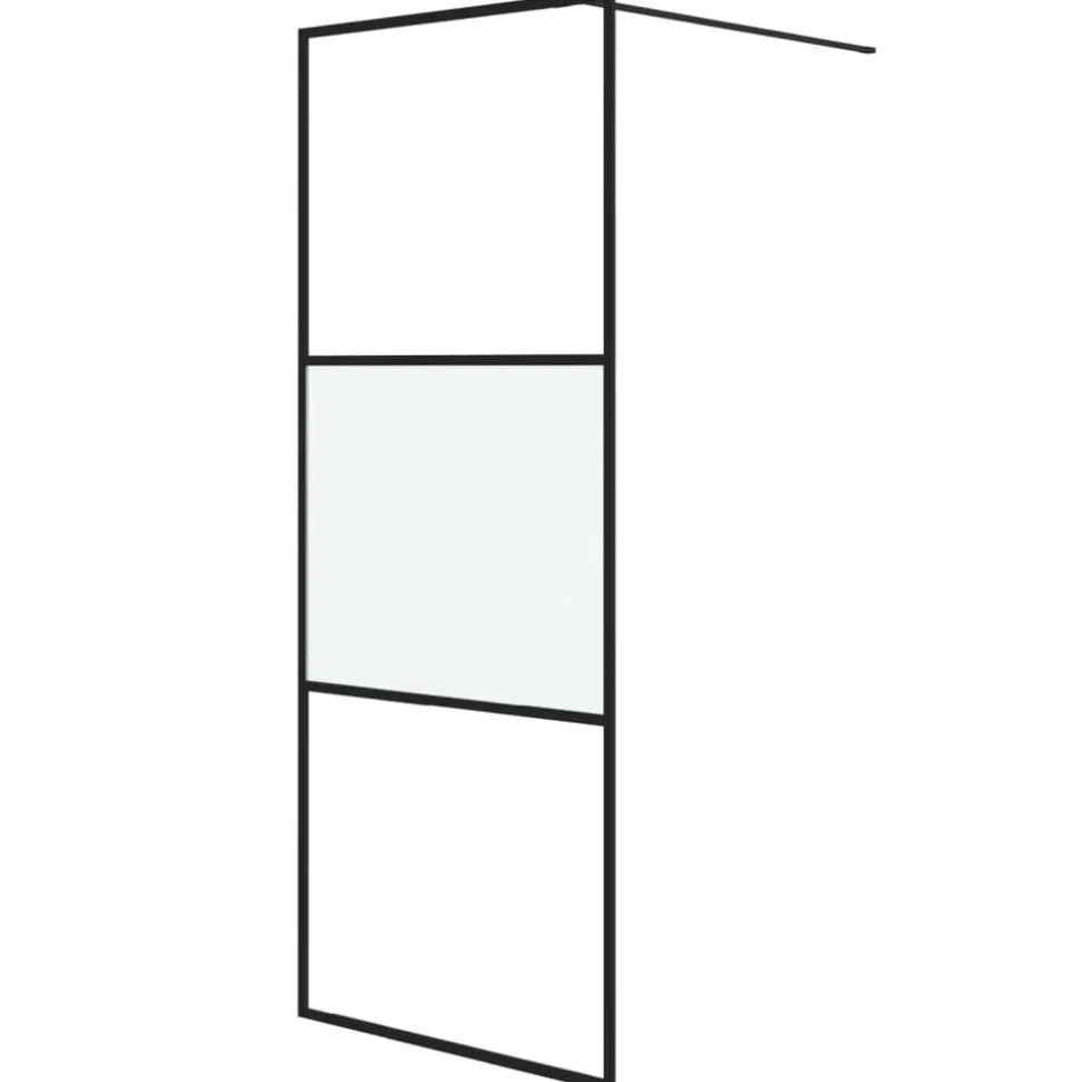 vidaXL Inloopdouchewand 80x195 cm halfmat ESG-glas zwart