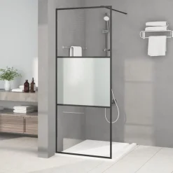 vidaXL Inloopdouchewand 80x195 cm halfmat ESG-glas zwart