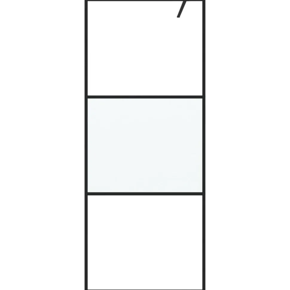 vidaXL Inloopdouchewand 80x195 cm halfmat ESG-glas zwart