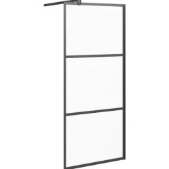 vidaXL Inloopdouchewand 80x195 cm mat ESG-glas zwart