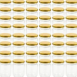 vidaXL Jampotten met goudkleurige deksels 48 st 230 ml glas