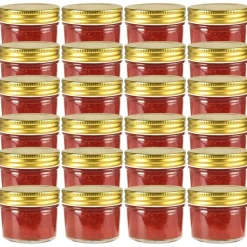 vidaXL Jampotten met goudkleurige deksels 24 st 110 ml glas